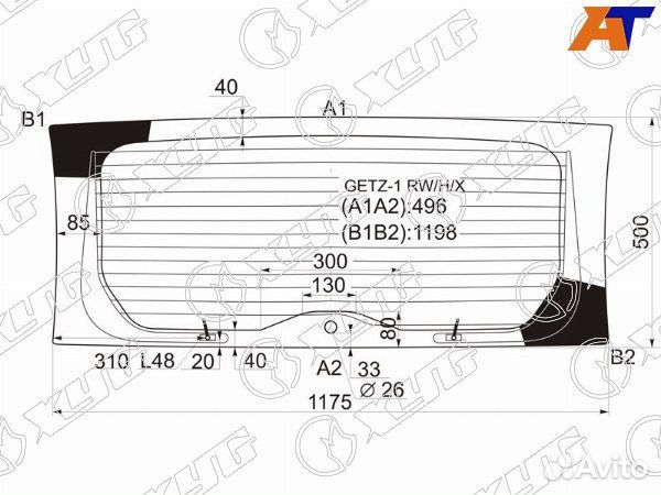 Стекло заднее hyundai click