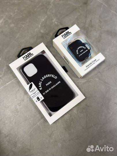 Набор Lagerfeld чехол iPhone + airpods