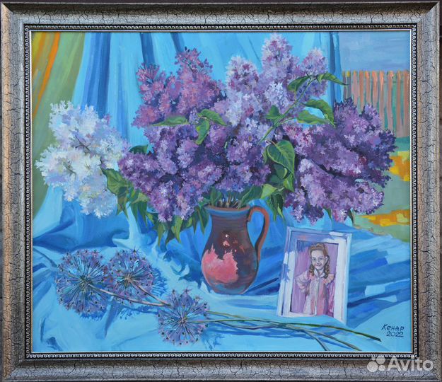 Картина: натюрморт с сиренью