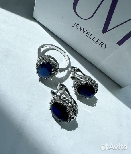 Комплект серьги+кольцо новый