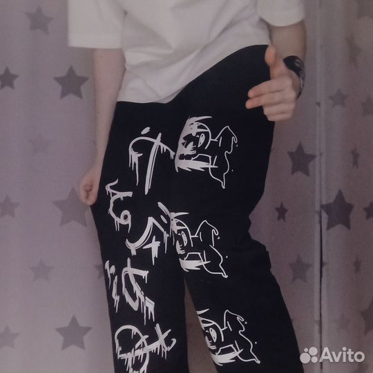 Штаны черные аниме-готические