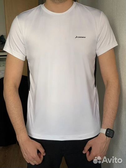 Футболки тренировоч.мужская demix,р.L\XL,белая Х/Б