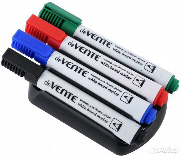 Маркер для доски набор 4 цвета 5мм +губка