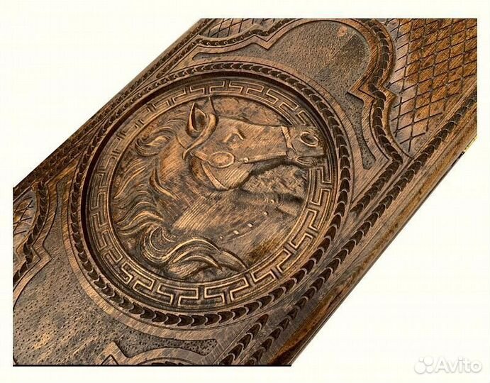 Нарды и шашки резные Лошадь 64 х 64 см бук Армения 62571