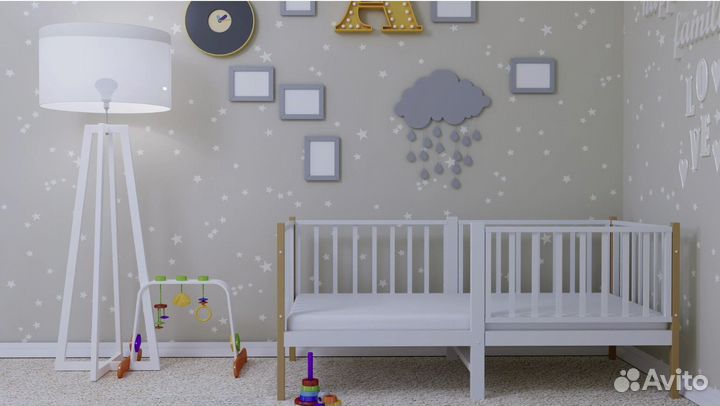 Кроватка высокий борт детская из натурального дере