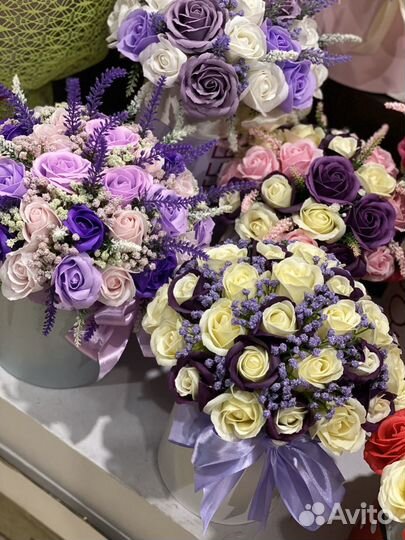 Розы букет цветы из мыла подарок день рождения