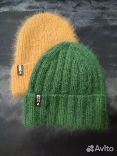 Шапка зимняя с отворотом вязанная