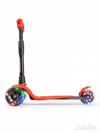 Самокат детский boss (светящиеся колеса) красный
