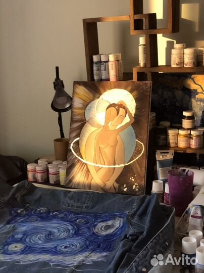 Интерьерная картина акрилом любовь пара позолота