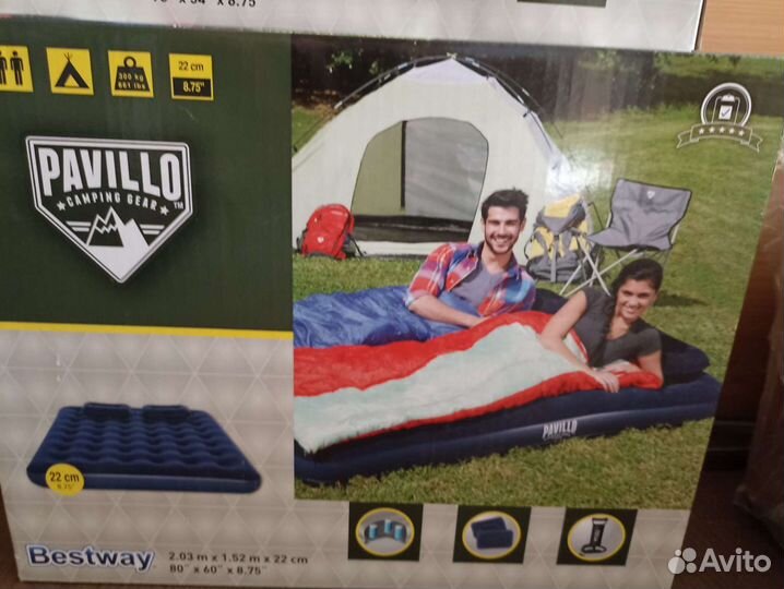 Матрас надувной насос и 2 подушки 203*152*22