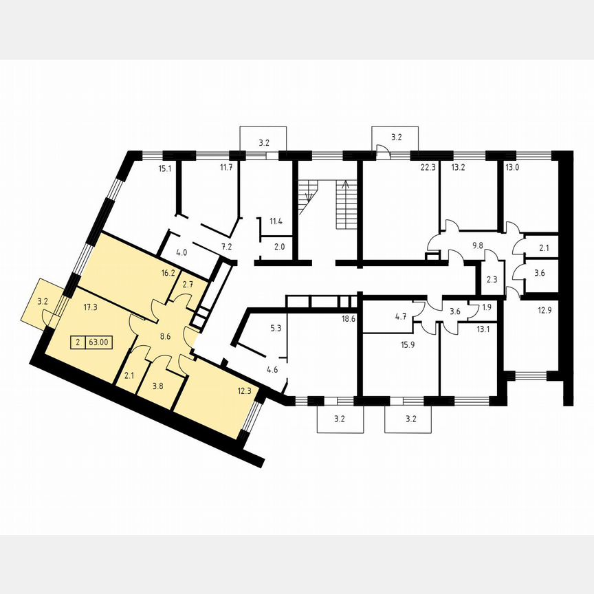 2-к. квартира, 63 м², 2/3 эт.