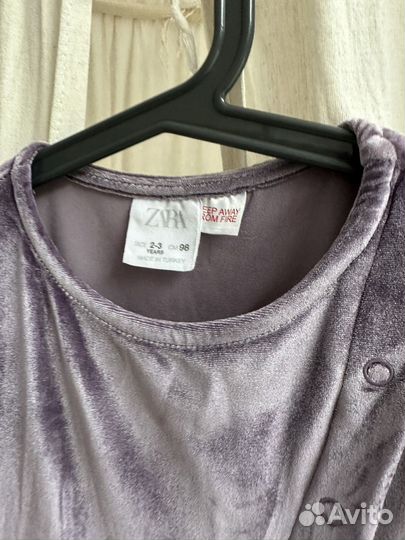 Платье zara бархатное 98