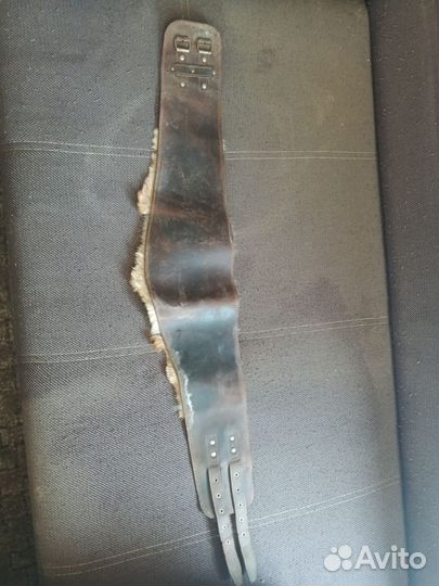 Пояс кожаный с собачьей шерстью