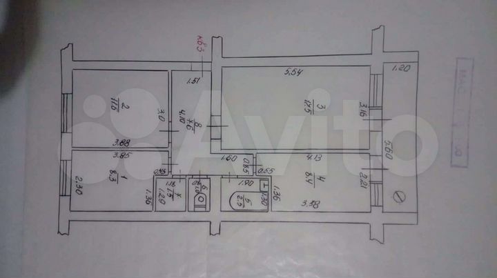 3-к. квартира, 61,8 м², 1/3 эт.
