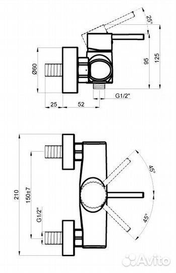 Смеситель для душа хром