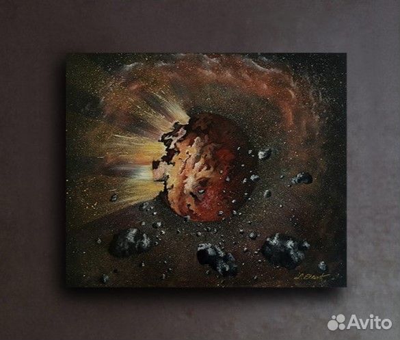 Космическая картина акрилом. Галактика / Астероиды