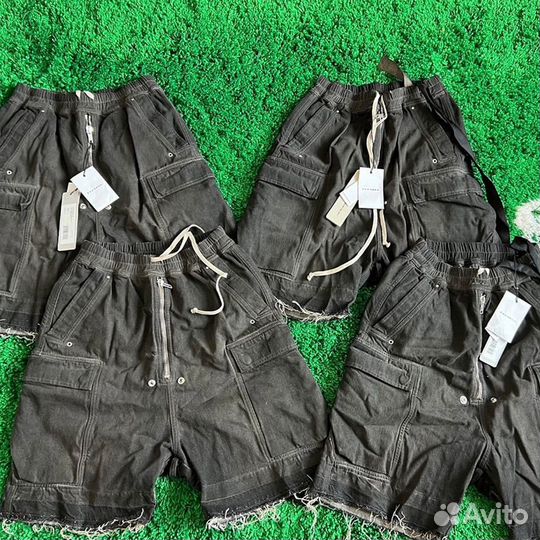 Rick Owens Drkshdw Raw-Cut Denim Cargo Shorts