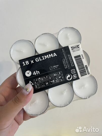 Свечи IKEA glimma 18 шт