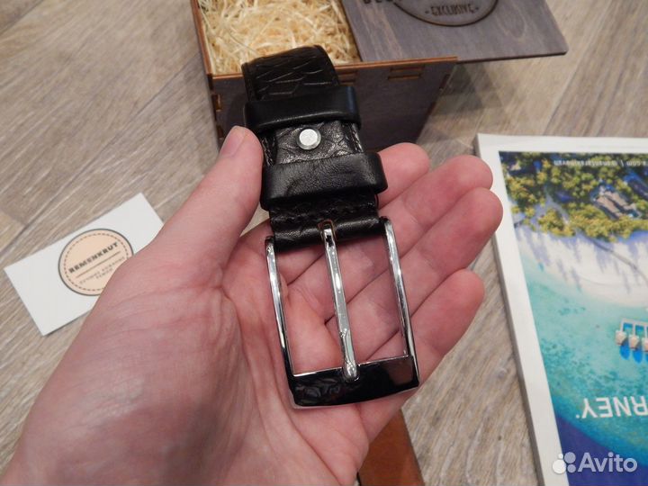 Ремень мужской натуральная кожа коричневый