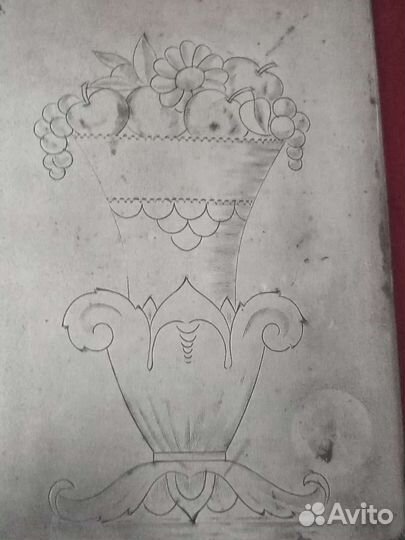 Старинный футляр для блокнота, мельхиор