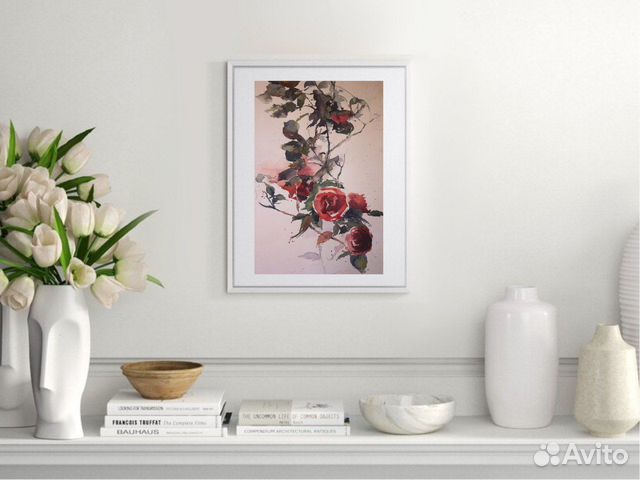 Картина акварель цветы розы