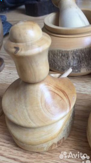 Самшит Солонка2 шт/Перечница редчайший мрамор окра