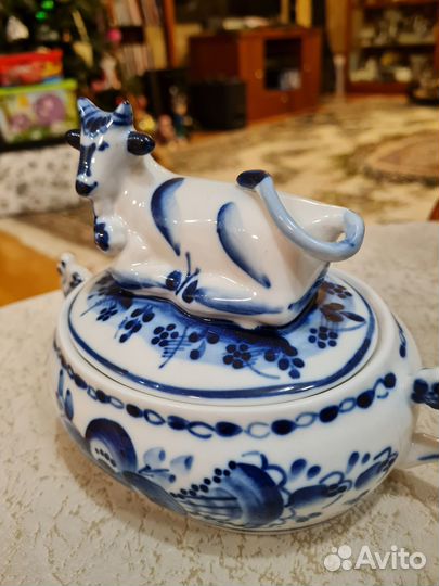Гжель. Масленка/сметанница 