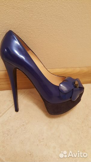 Туфли Nando Muzi (синий металлик), каблук 12 см