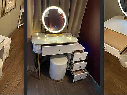 Столик туалетный с зеркалом и пуфом 4 цвета