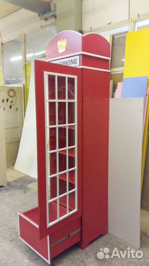 Красная Телефонная Будка Шкаф в детскую London-12