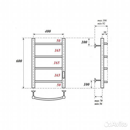 Полотенцесушитель электрический Point PN04846 П4