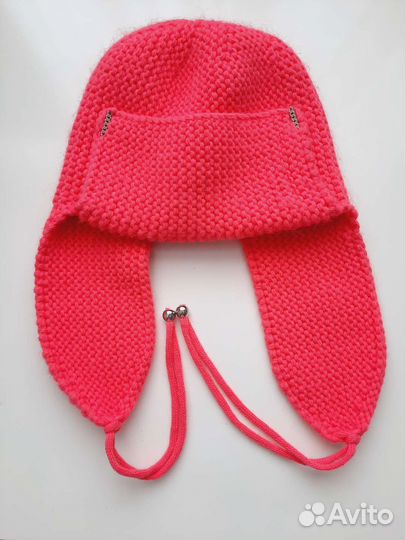 Шапка женская вязаная на флисе