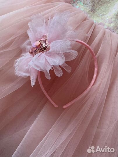 Праздничное платье на годик + ободок + пинетки