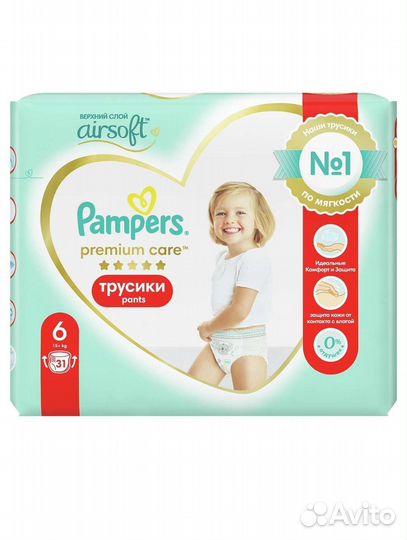 Pampers premium care 6 трусики