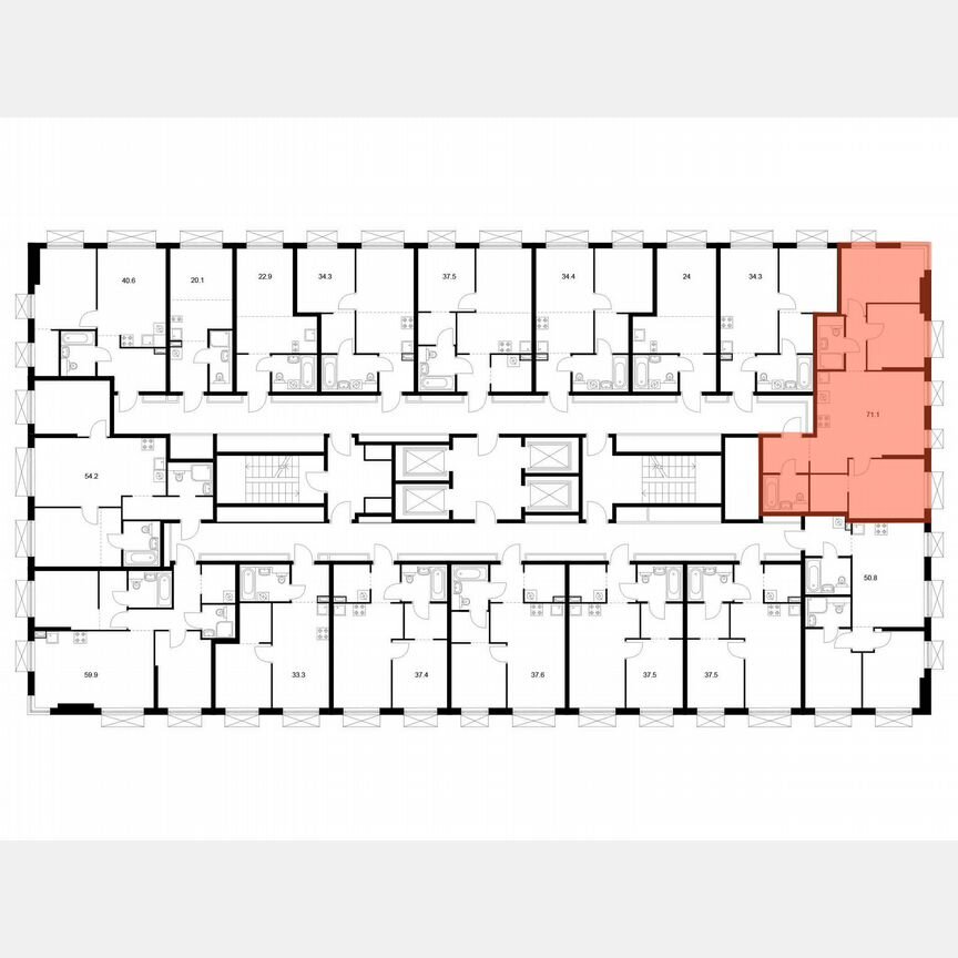 3-к. квартира, 71,1 м², 9/30 эт.