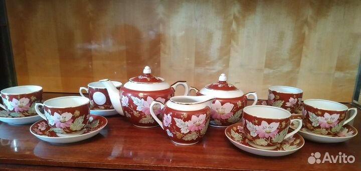 Чайный сервиз Вербилки Мальва на красном