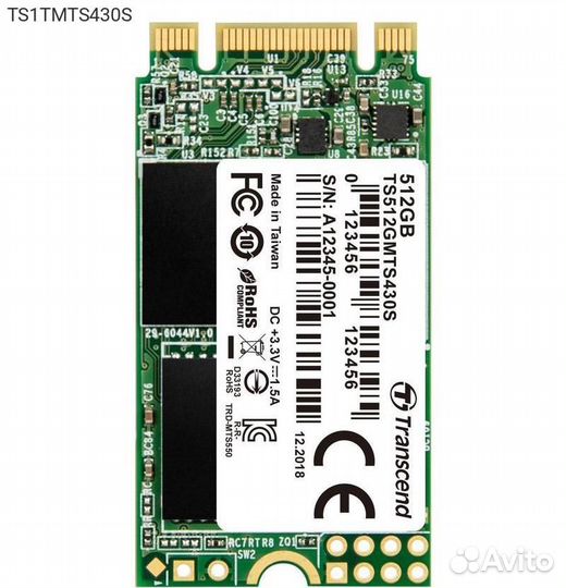 Диск SSD Transcend MTS430S M.2 2242 1TB SATA III