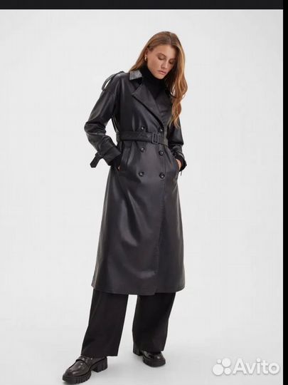 Кожаный тренч женский s