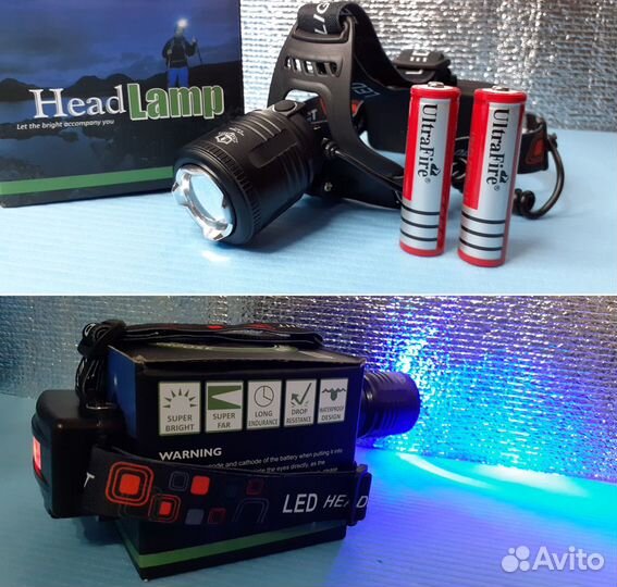 Тактический налобный фонарь Следопыт +Уф излучение