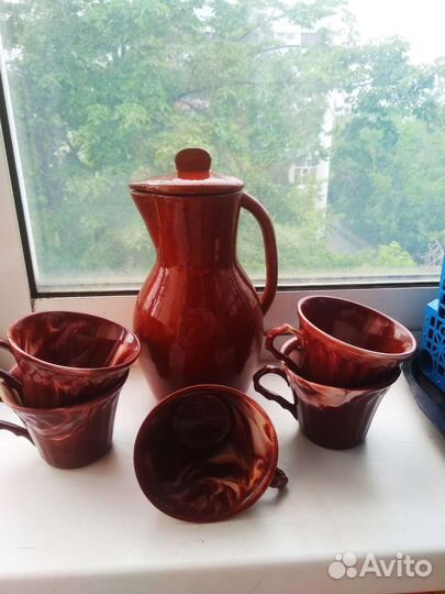Кувшин, чашки стекло, керамика, фарфор