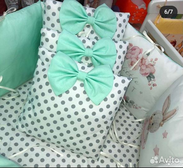 Бортики в кроватку+кпб для девочки