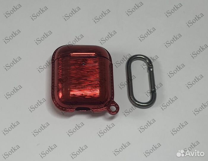 Чехол для AirPods 1/2 серия блестящий (красный)