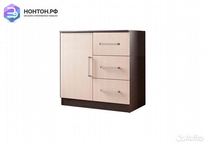 Комод Бася с 3-мя ящиками и створкой дуб беленый