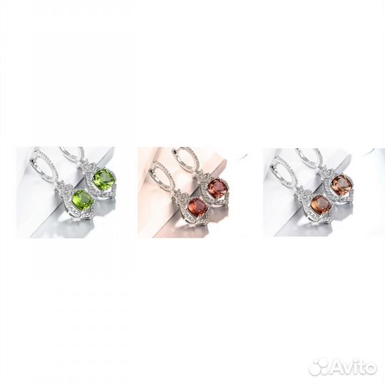 Серьги серебро 925 пробы с султанитом