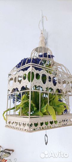 Клетка декоративная металлическая белая