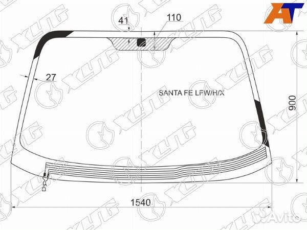 Стекло лобовое hyundai santa FE