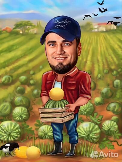 Шарж по фото на холсте