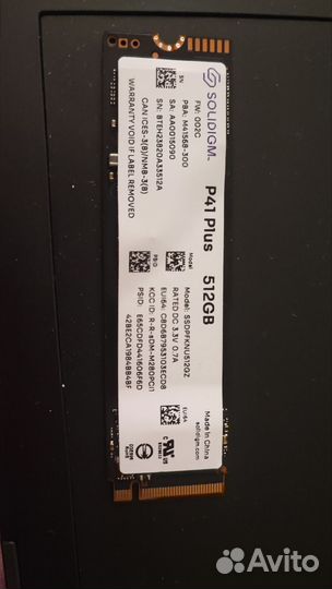 SSD 512G Solidigm Ssdpfknu512Gz (M2 2230 Nvme R/W: