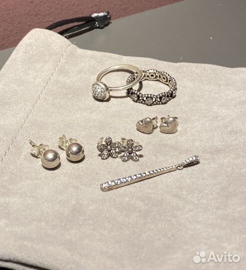 Серебряные серьги кольцо подвеска Pandora