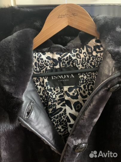 Шуба мутон с норкой р.48
